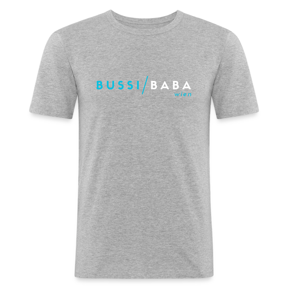 Bussi / Baba Wien aquablau, Männer Slim Fit T-Shirt - Grau meliert