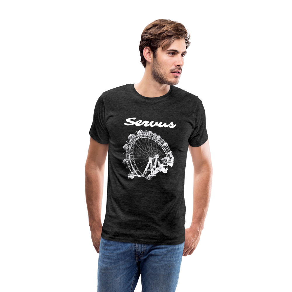 Servus (dt. Hallo) und Wiener Riesenrad in weiß, Männer Premium T-Shirt - Anthrazit