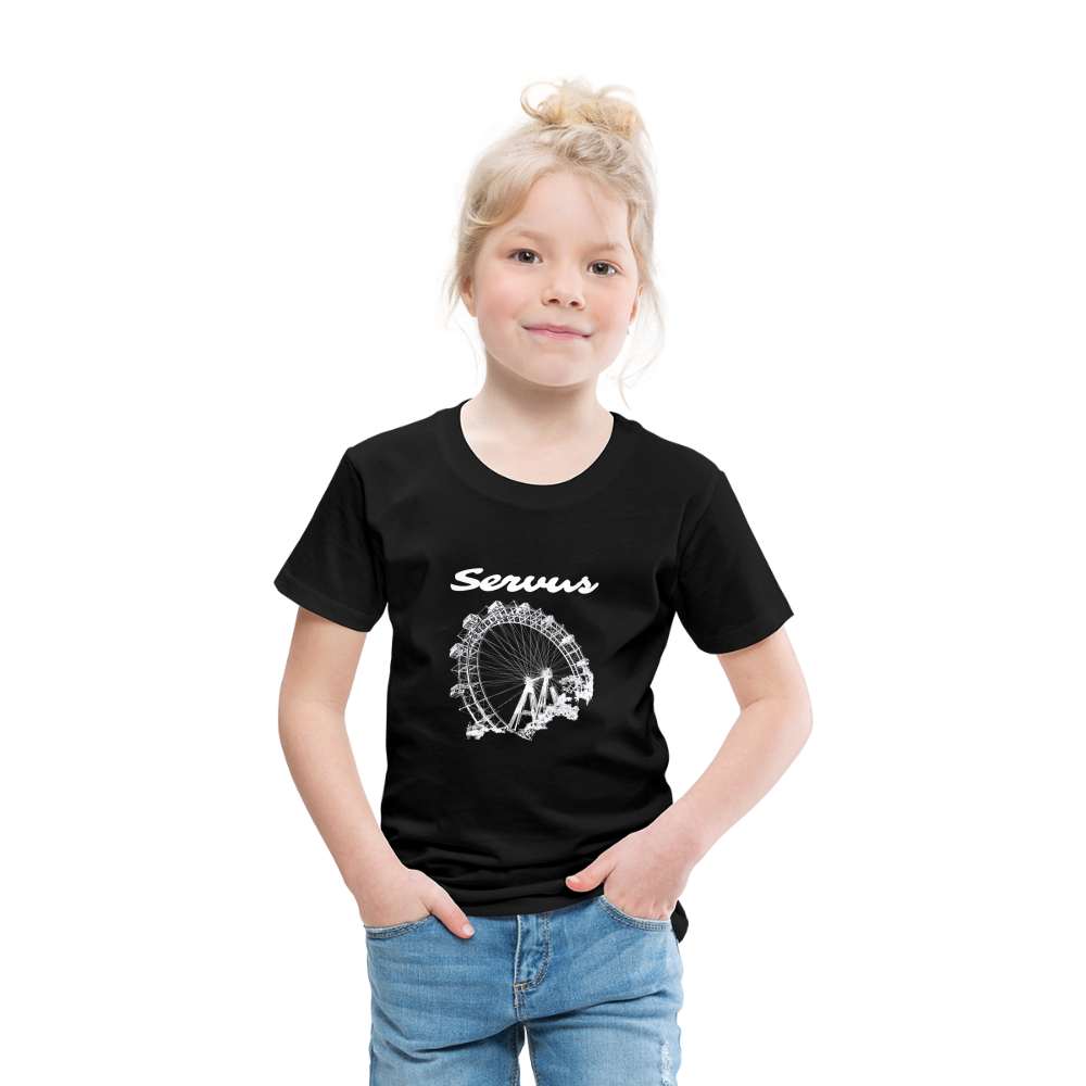 Servus (dt. Hallo) und Wiener Riesenrad in weiß, Kinder (2 - 8 Jahre) Premium T-Shirt - Schwarz