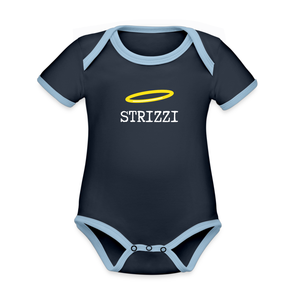 STRIZZI, Baby Bio-Kurzarm-Kontrastbody - Navy/Himmelblau