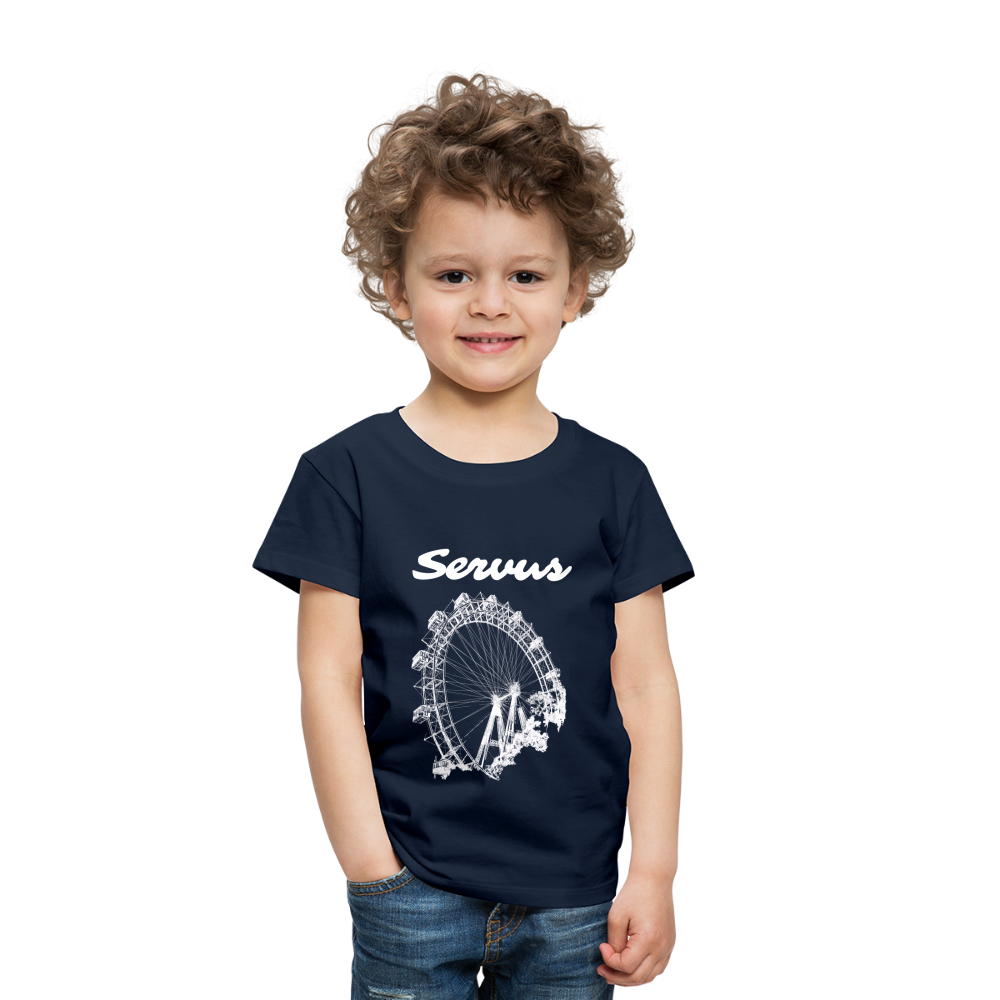 Servus (dt. Hallo) und Wiener Riesenrad in weiß, Kinder (2 - 8 Jahre) Premium T-Shirt - Navy