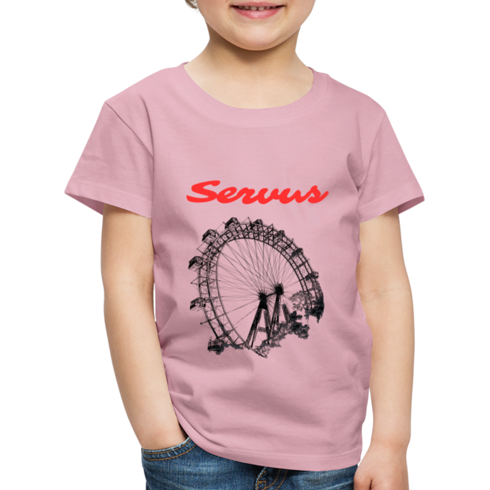 Servus (dt. Hallo) in rot & Wiener Riesenrad in schwarz, Kinder Premium T-Shirt - Hellrosa
