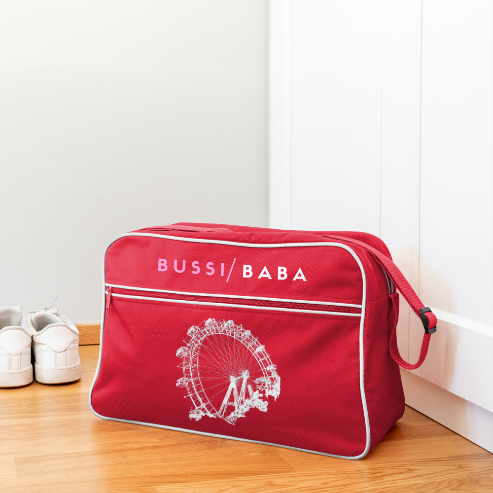 Bussi Baba rosa - Wiener Riesenrad in weiß, Retro Tasche - Rot/Weiß