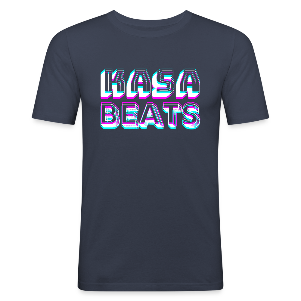 KASA BEATS - funky 3D letters, Men/ Männer Slim Fit T-Shirt - Navy