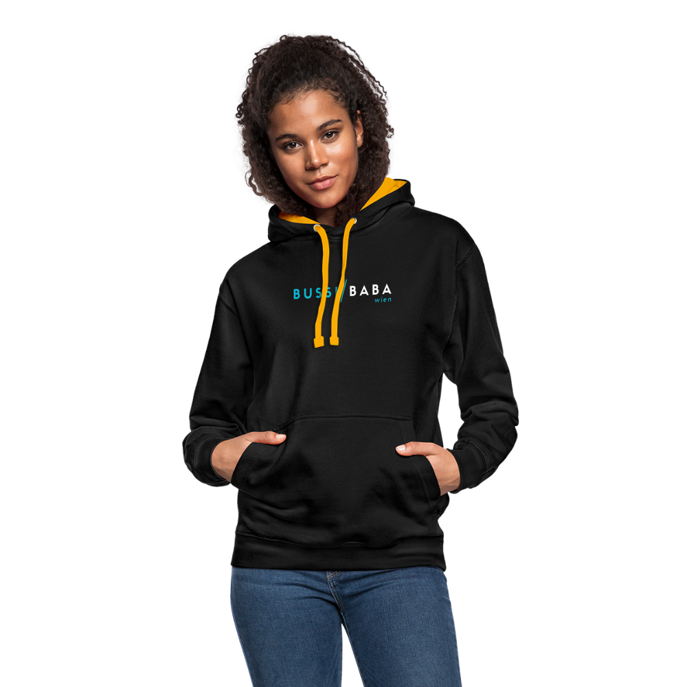 Bussi / Baba Wien, Kontrast-Hoodie - Schwarz/Gold
