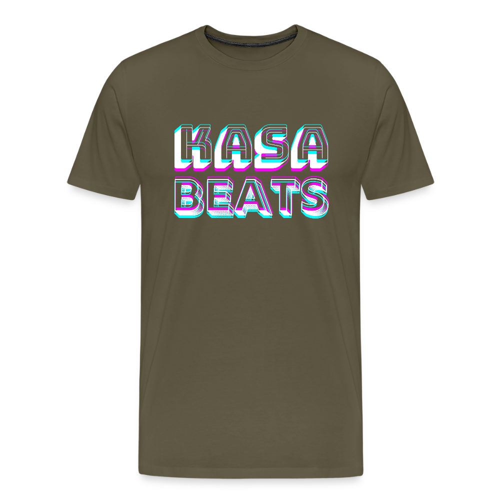 KASA BEATS, funky 3D letters, Men/ Männer Premium T-Shirt - Khaki