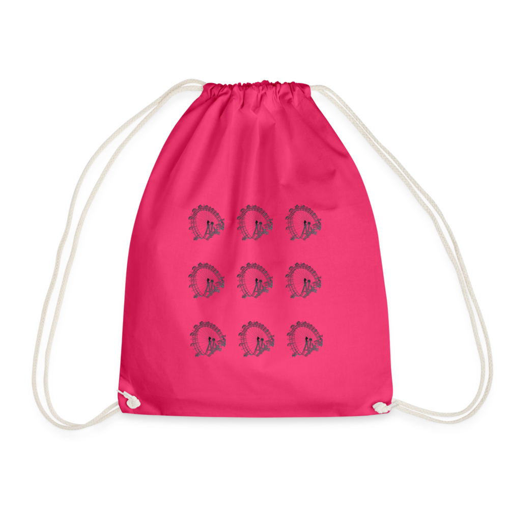 Wiener Riesenrad - 3x3 kleine Riesenräder in schwarz, Gym Bag - Turnsackerl (dt. Turnbeutel) - Fuchsia