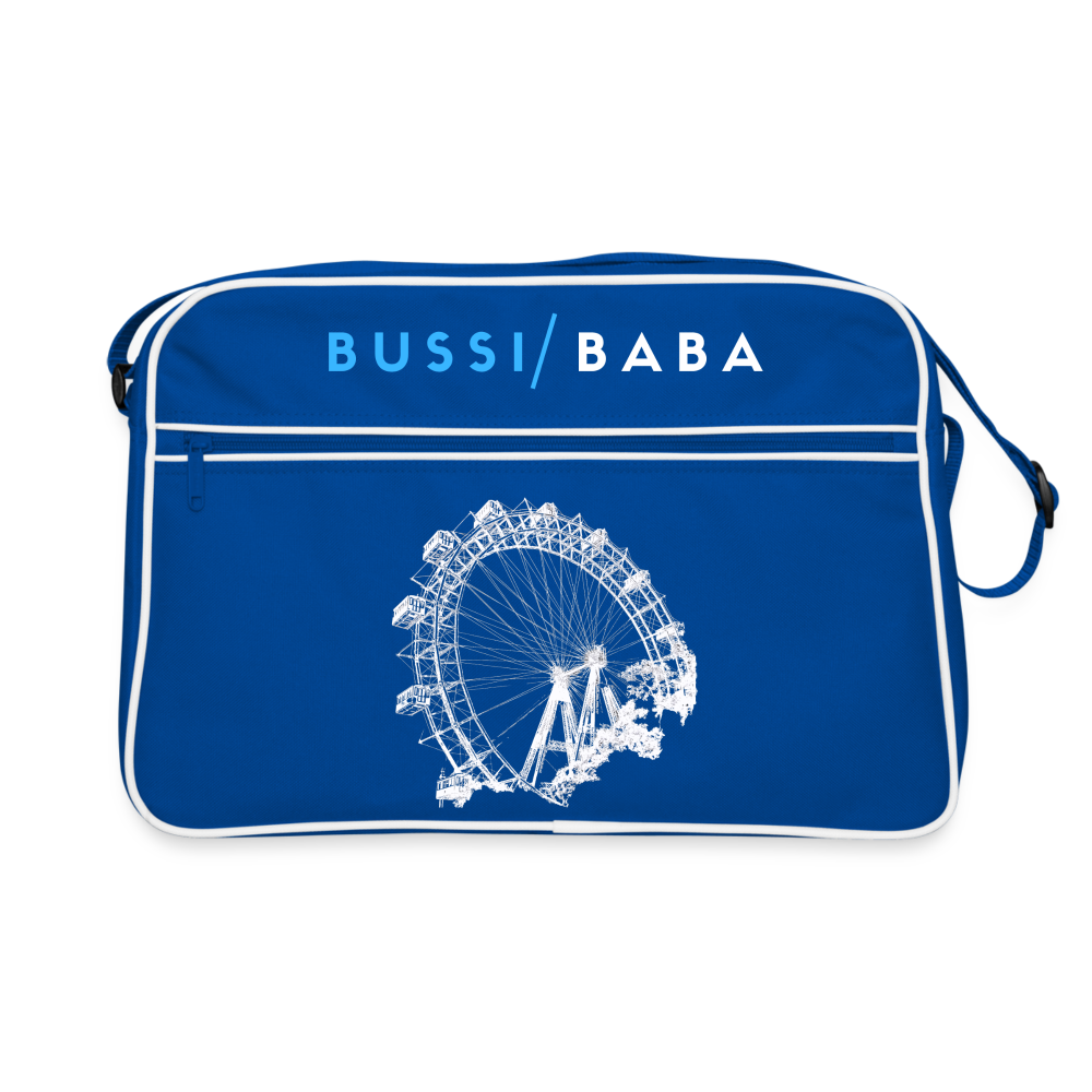 Bussi Baba hellblau - Wiener Riesenrad in weiß, Retro Tasche - Blau/Weiß