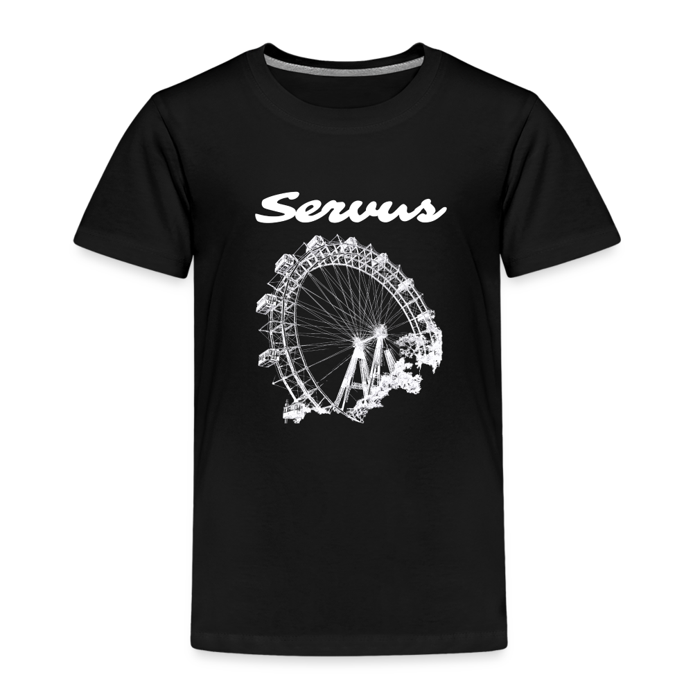 Servus (dt. Hallo) und Wiener Riesenrad in weiß, Kinder (2 - 8 Jahre) Premium T-Shirt - Schwarz