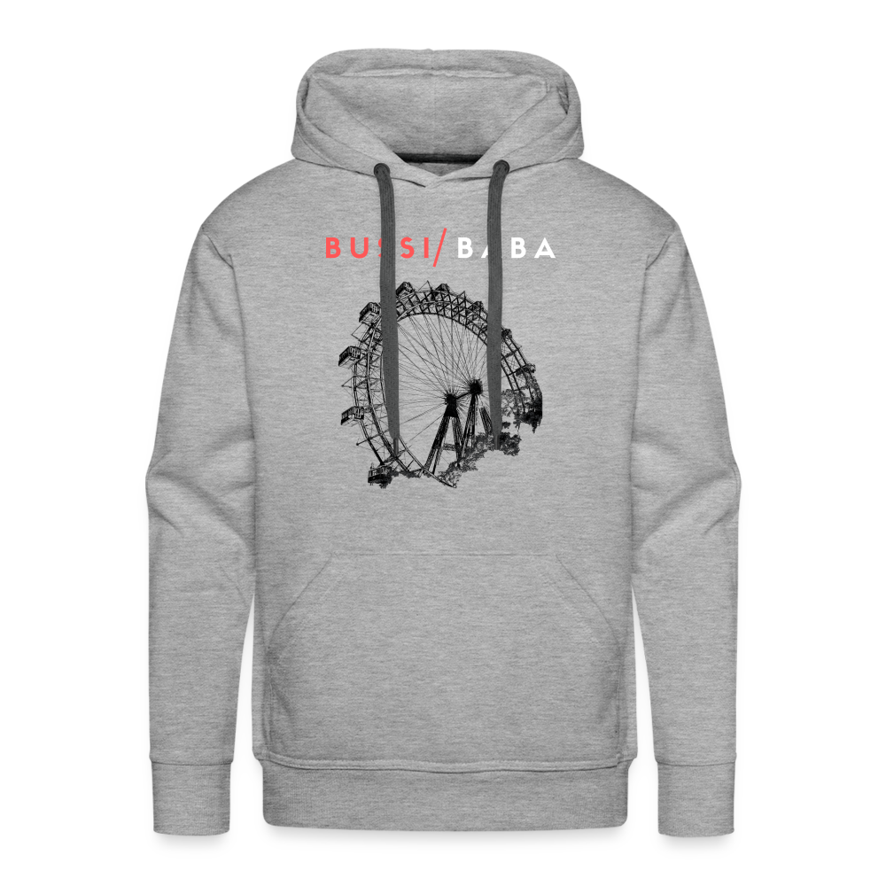 Bussi Baba korallenrot - Wiener Riesenrad in schwarz, Männer Premium Hoodie - Grau meliert