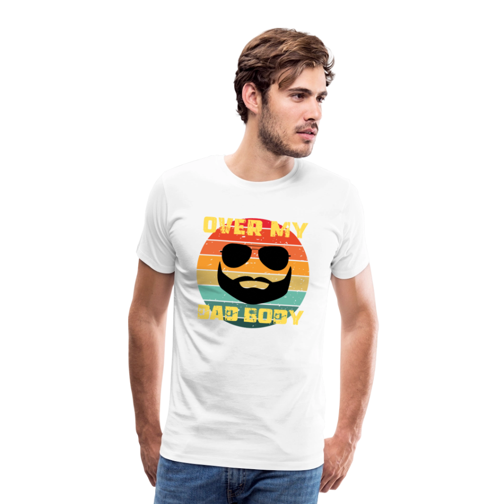 Over My Dad Body - Daddy, Vaterfigur, Lustiger Spruch zum Vatertag, Männer Premium T-Shirt - Weiß