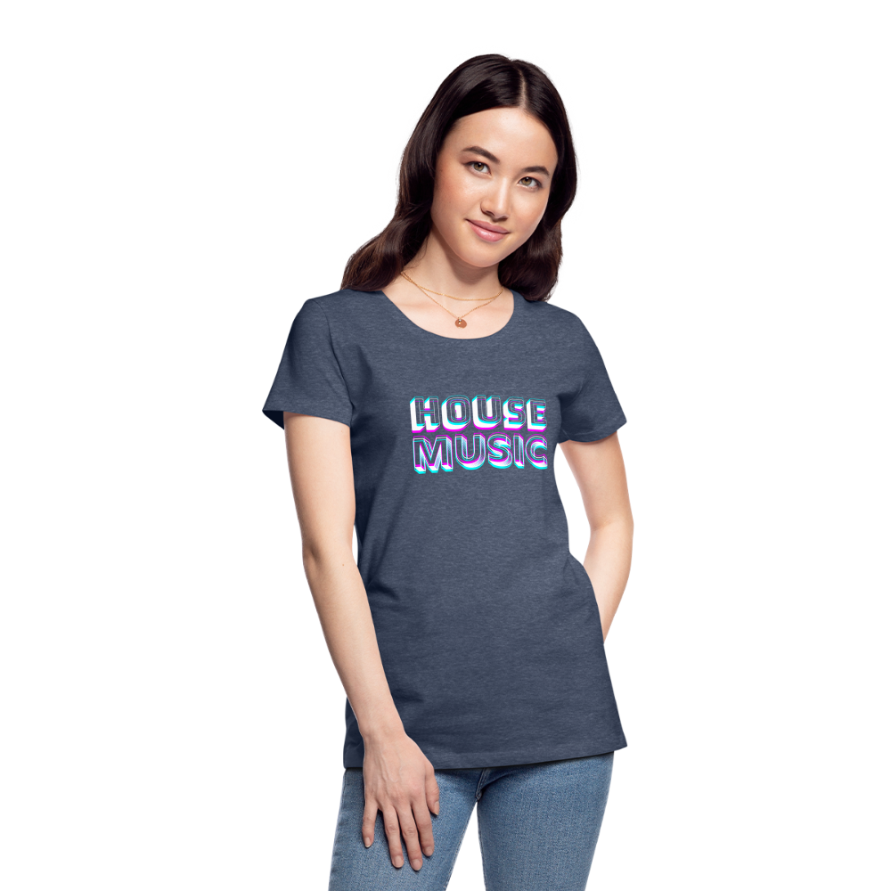 HOUSE MUSIC, Frauen Premium T-Shirt - Blau meliert