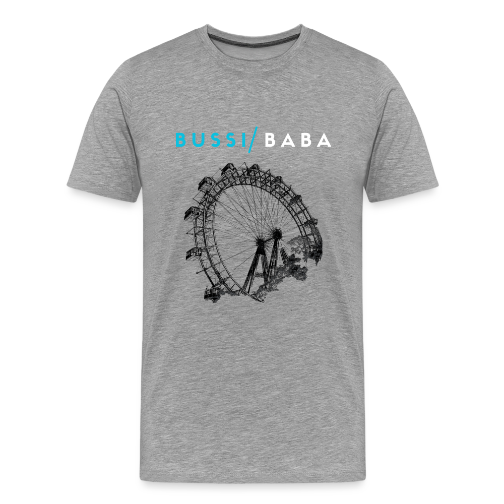 Bussi Baba hellblau - Wiener Riesenrad in schwarz, Männer Premium T-Shirt - Grau meliert