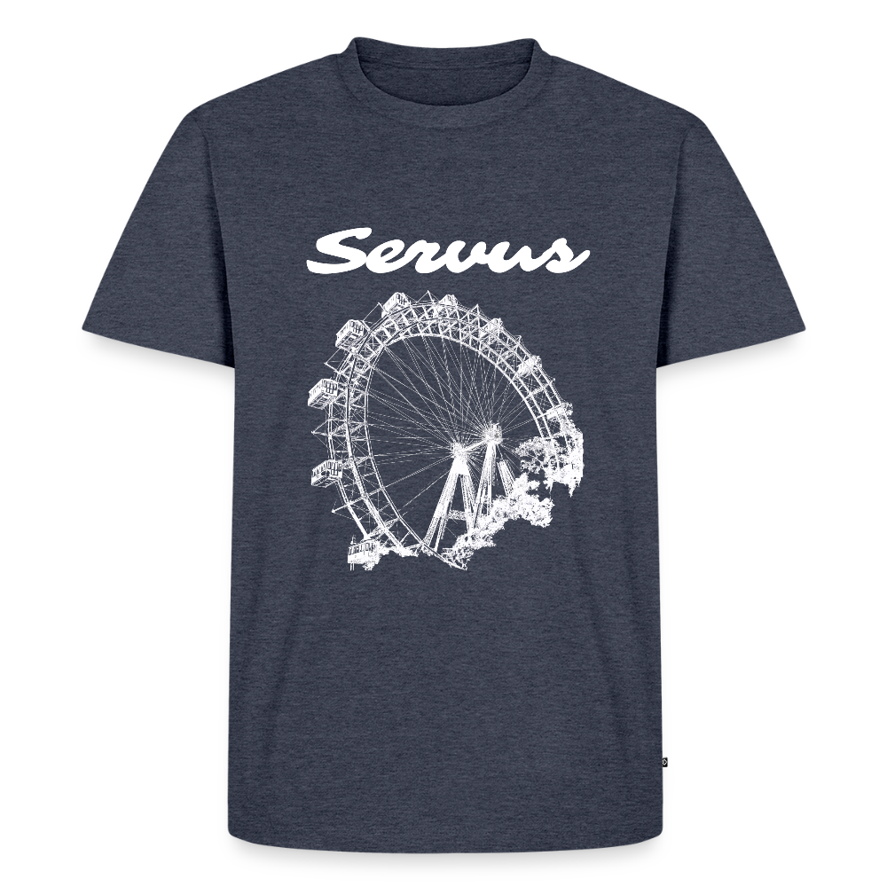 Servus (dt. Hallo) und Wiener Riesenrad in weiß, Männer Premium T-Shirt - Jeansblau