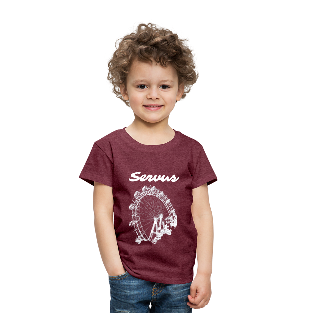 Servus (dt. Hallo) und Wiener Riesenrad in weiß, Kinder (2 - 8 Jahre) Premium T-Shirt - Bordeauxrot meliert