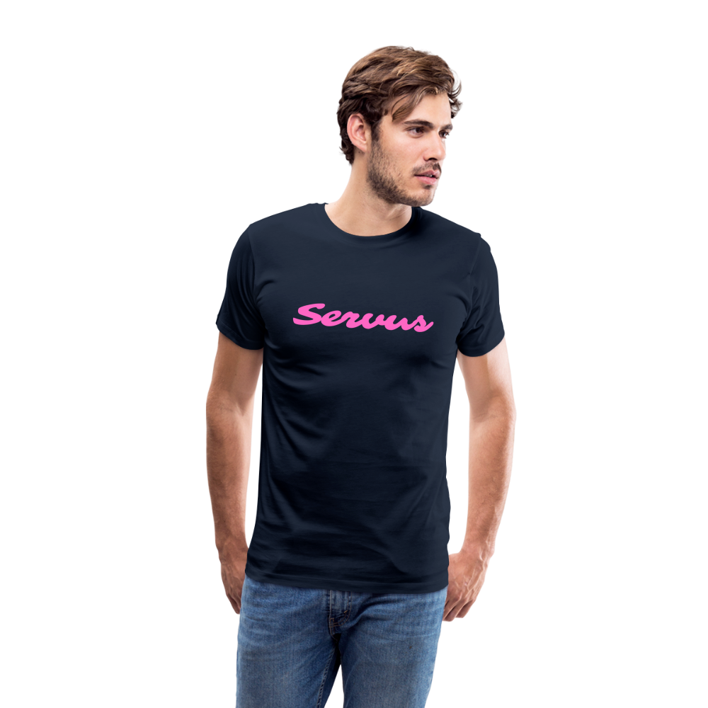 Servus (dt. Hallo) in pink, Männer Premium T-Shirt - Navy
