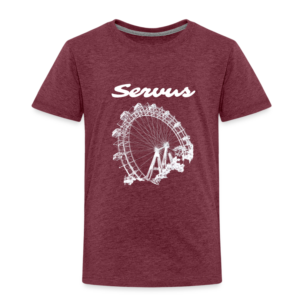 Servus (dt. Hallo) und Wiener Riesenrad in weiß, Kinder (2 - 8 Jahre) Premium T-Shirt - Bordeauxrot meliert
