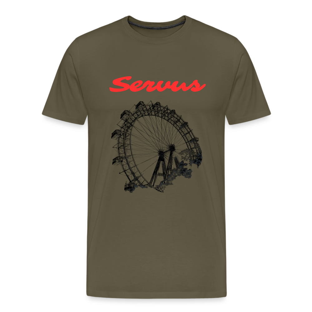 Servus (dt. Hallo) in rot & Wiener Riesenrad in schwarz, Männer Premium T-Shirt - Khaki