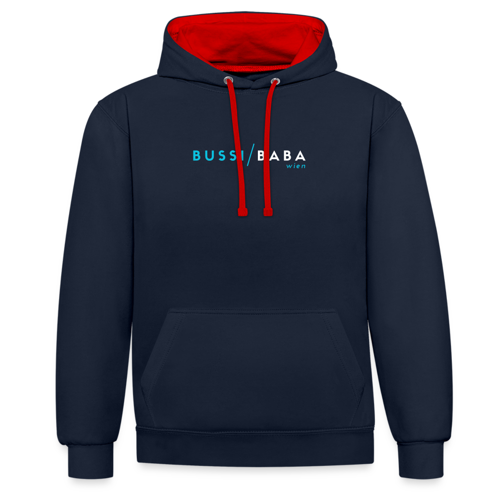 Bussi / Baba Wien, Kontrast-Hoodie - Navy/Rot