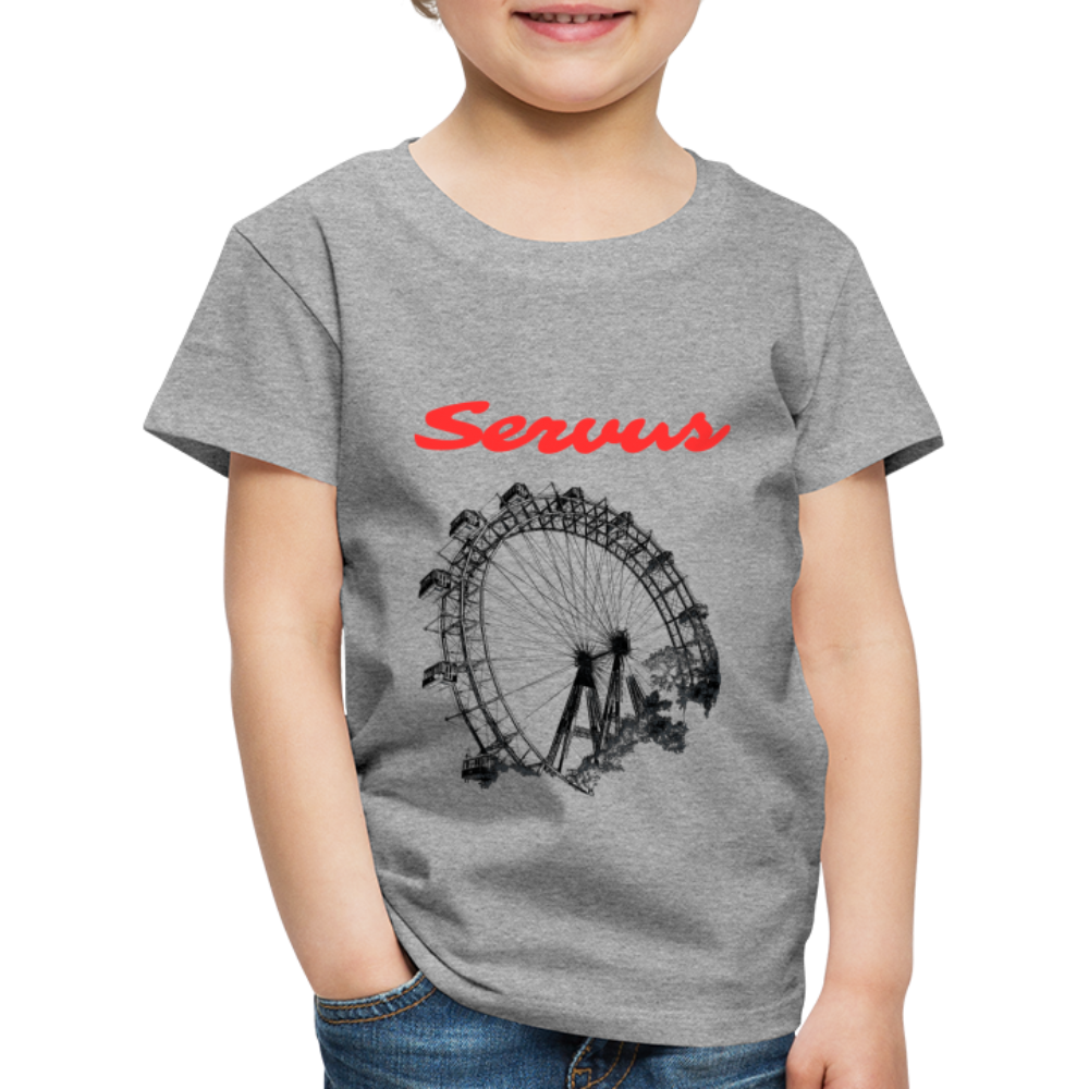 Servus (dt. Hallo) in rot & Wiener Riesenrad in schwarz, Kinder Premium T-Shirt - Grau meliert
