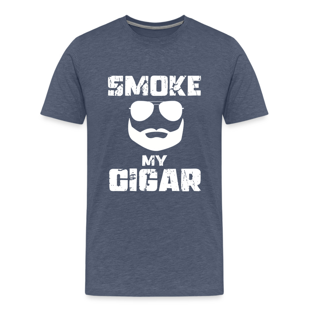 Smoke My Cigar - Zigarren Mann, Hot Daddy, Cigar Man, Men/ Männer Premium T-Shirt - Blau meliert