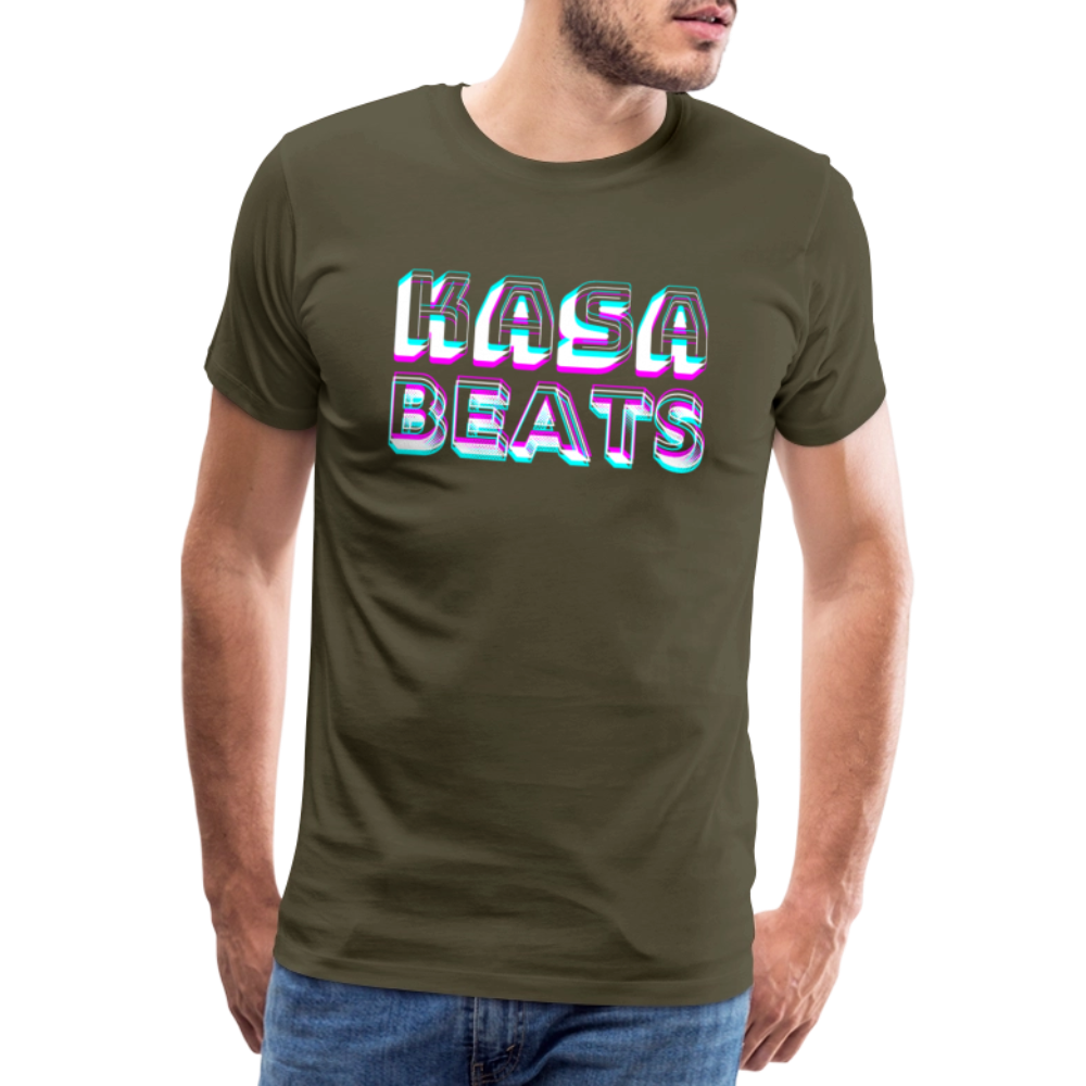 KASA BEATS, funky 3D letters, Men/ Männer Premium T-Shirt - Khaki