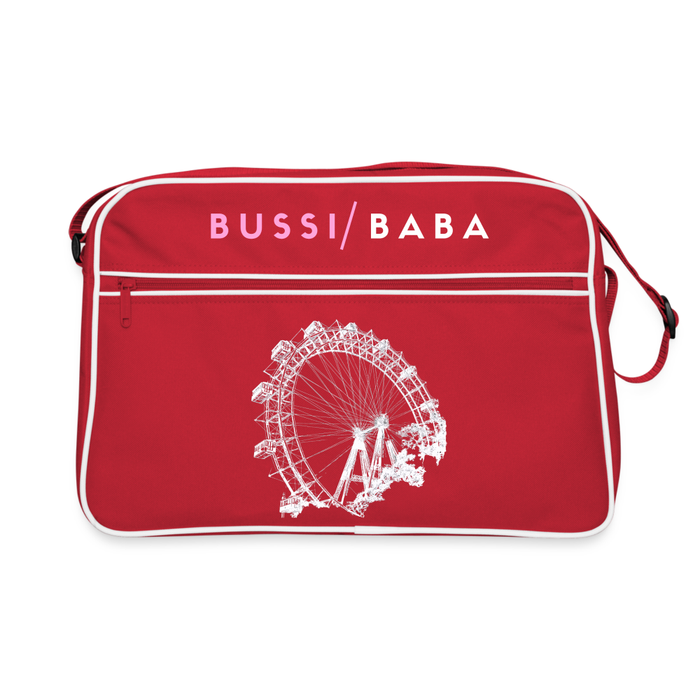 Bussi Baba rosa - Wiener Riesenrad in weiß, Retro Tasche - Rot/Weiß