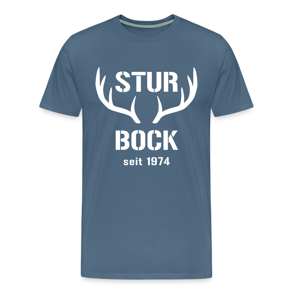 Sturbock, zum Geburtstag, Jahreszahl zum selber eintragen, Männer Premium T-Shirt - Blaugrau