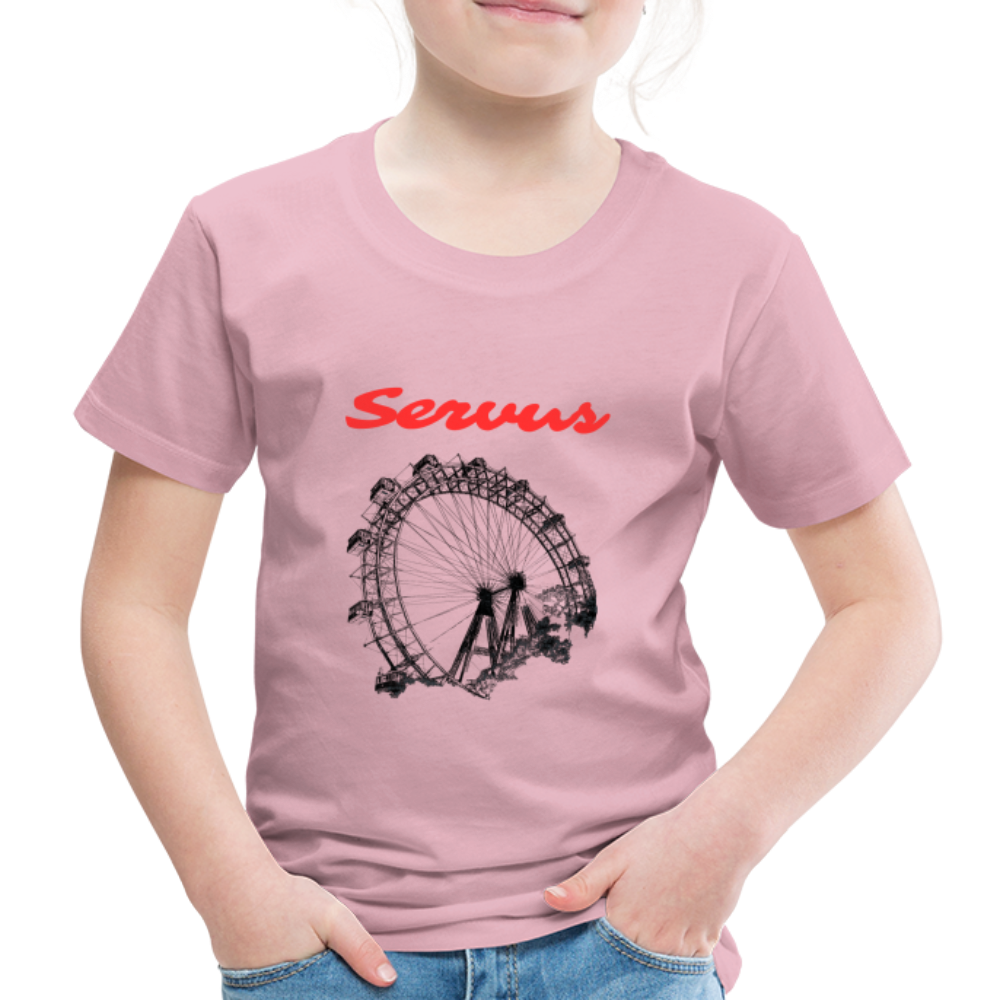 Servus (dt. Hallo) in rot & Wiener Riesenrad in schwarz, Kinder Premium T-Shirt - Hellrosa