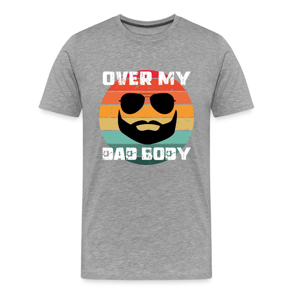 Over My Dad Body - Daddy, Lustiger Spruch zum Vatertag, Männer Premium T-Shirt - Grau meliert