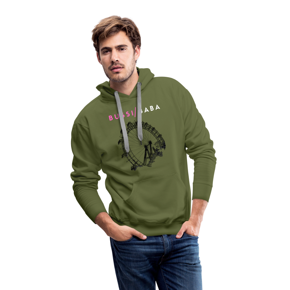 Bussi Baba pink - Wiener Riesenrad in schwarz, Männer Premium Hoodie - Olivgrün