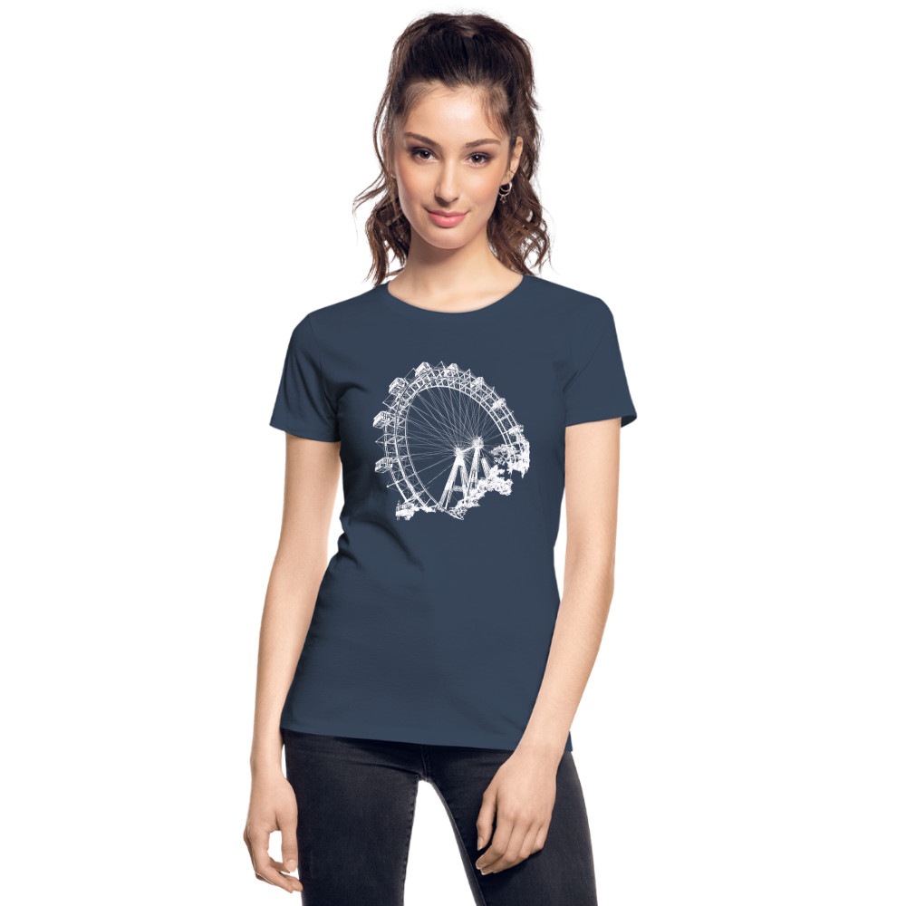 Wiener Riesenrad weiß - Frauen Premium Bio T-Shirt - Navy