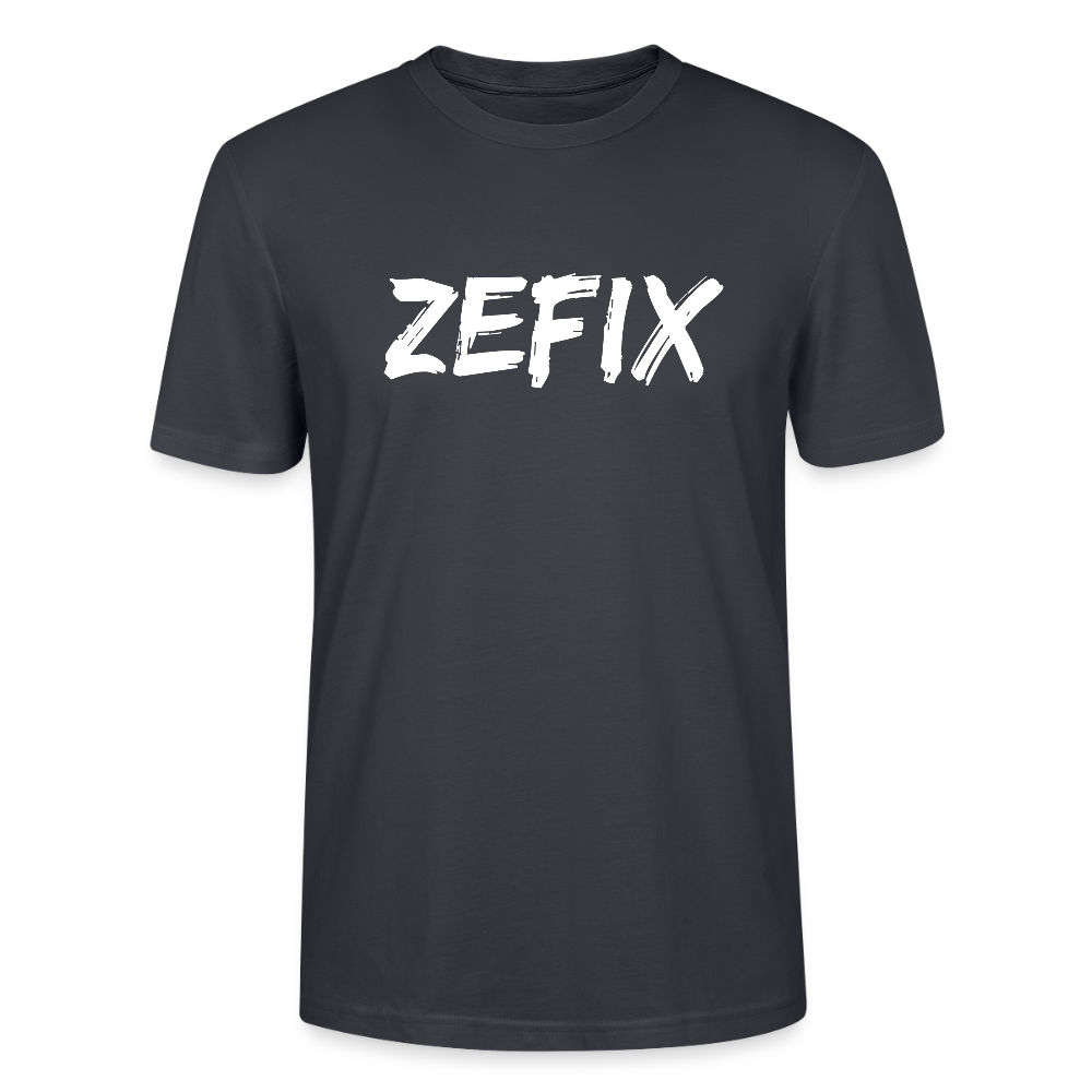 Zefix - Fluchen auf bayerisch in Bayern & Salzburg, Lustiger Spruch, Stanley/Stella Unisex Bio T-Shirt - Dunkles Graublau