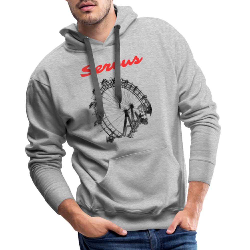 Servus (dt. Hallo) in rot & Wiener Riesenrad in schwarz, Männer Premium Pullover - Grau meliert