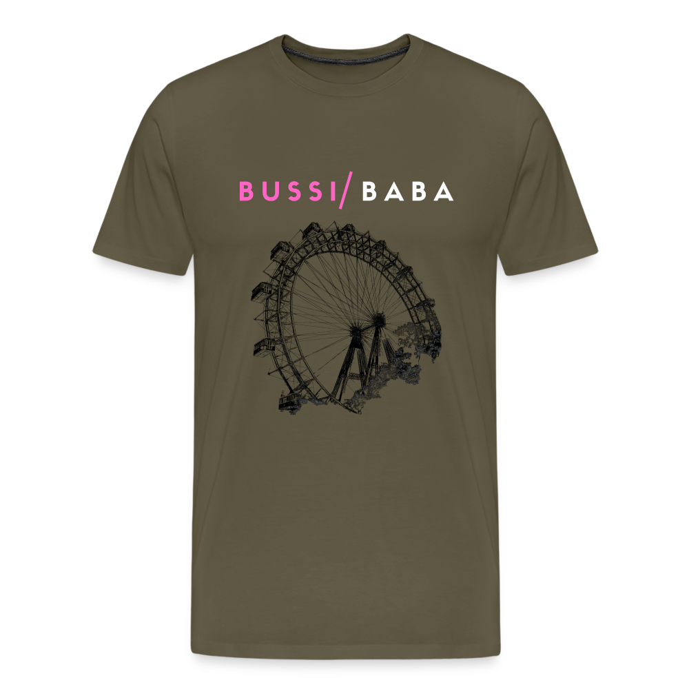 Bussi Baba pink - Wiener Riesenrad in schwarz, Männer Premium T-Shirt - Khaki
