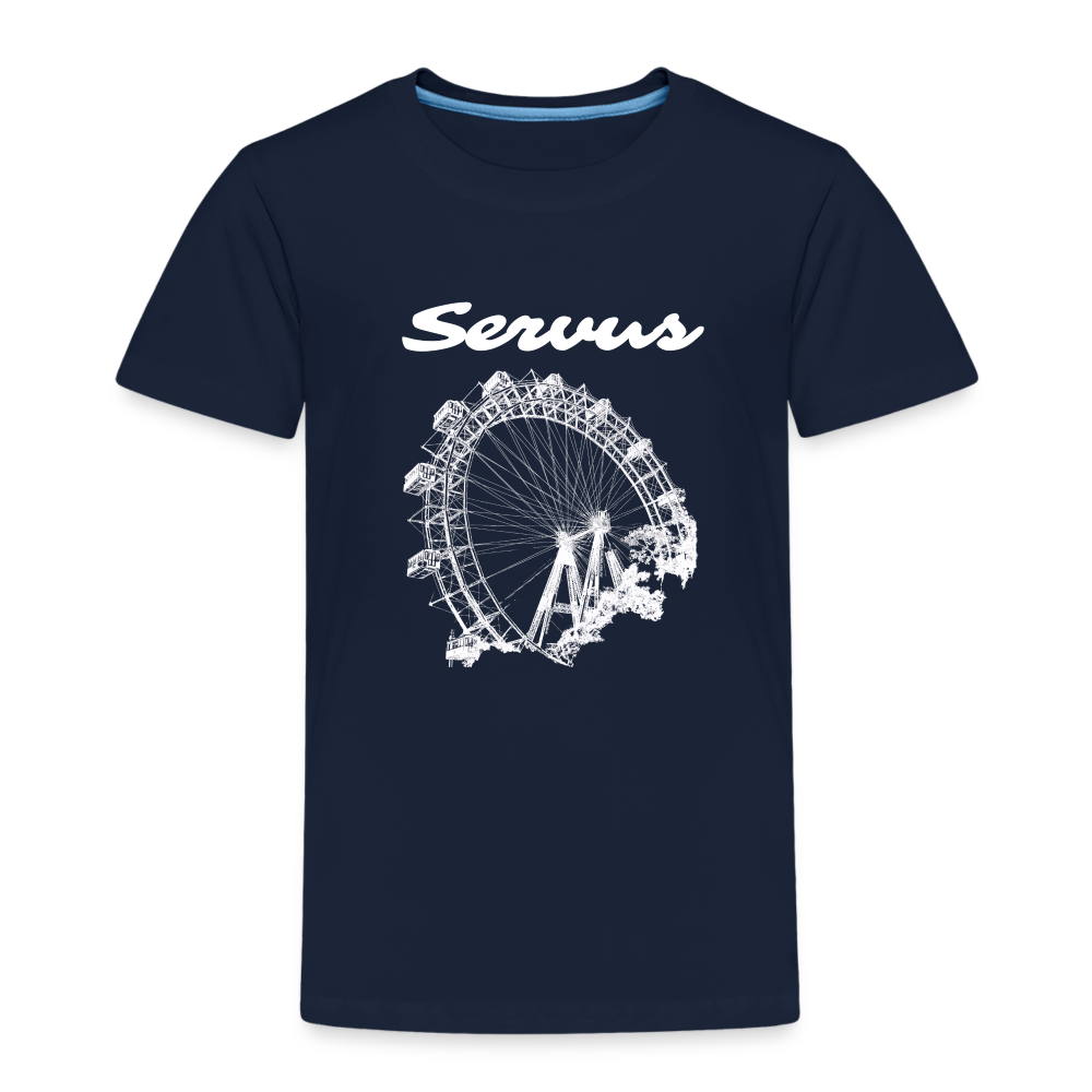 Servus (dt. Hallo) und Wiener Riesenrad in weiß, Kinder (2 - 8 Jahre) Premium T-Shirt - Navy