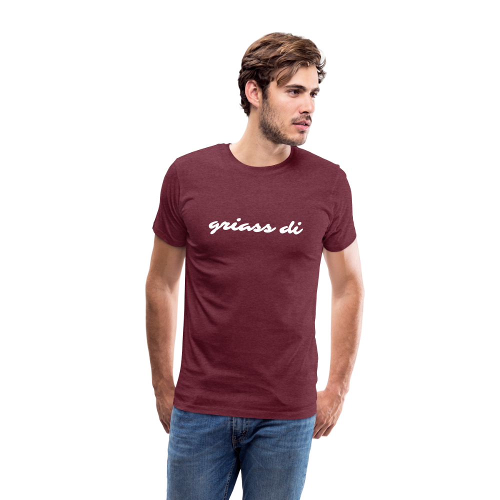 griass di - grüß dich in weiß, Männer Premium T-Shirt - Bordeauxrot meliert