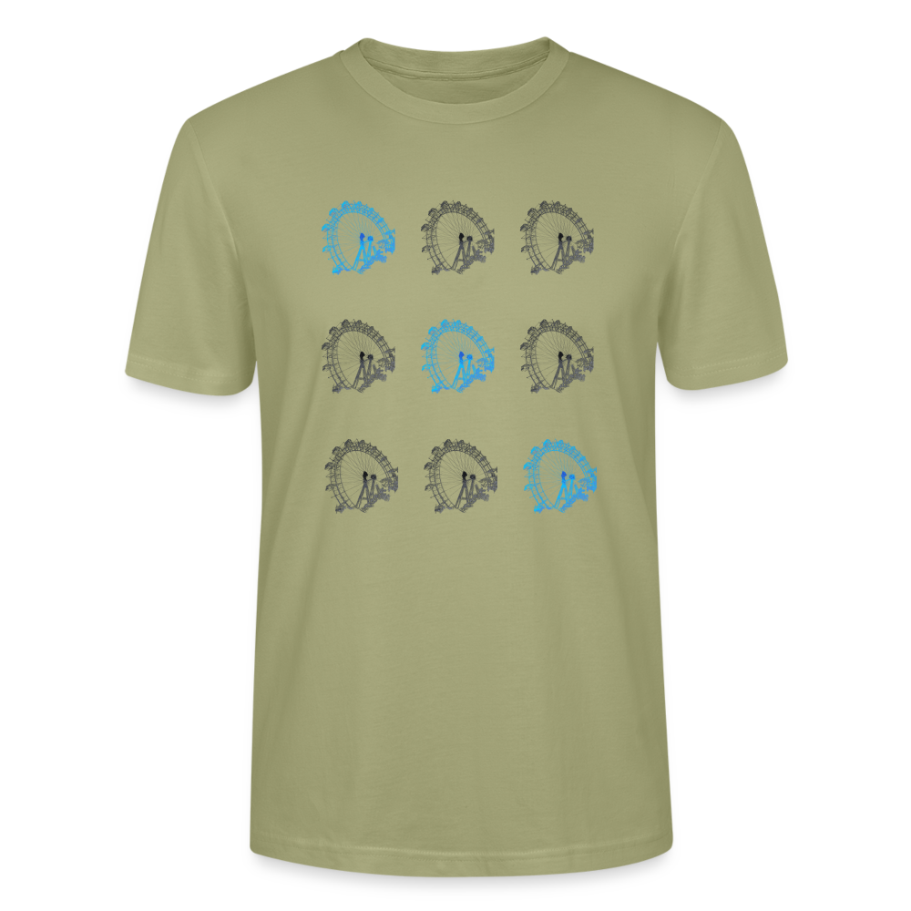 Wiener Riesenrad im Prater - Wahrzeichen von Wien 3x3 kleine Riesenräder in schwarz & türkis, Stanley/Stella Unisex Organic T-Shirt - Nebelgrün