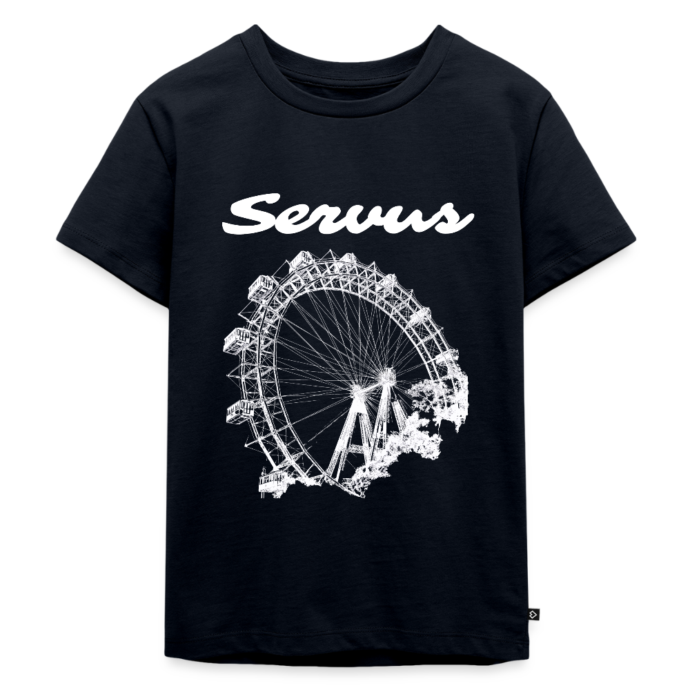 Servus (dt. Hallo) und Wiener Riesenrad in weiß, Kinder (2 - 8 Jahre) Premium T-Shirt - Navy