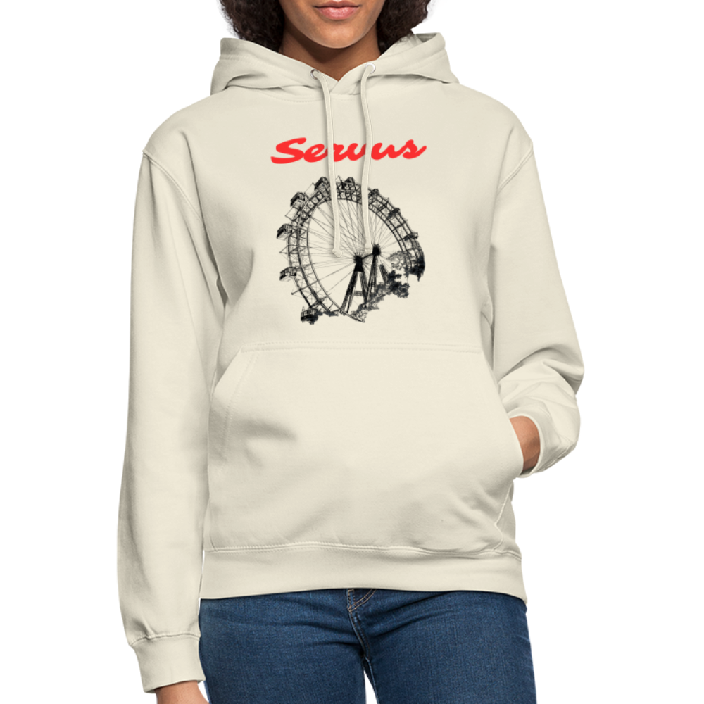 Servus (dt. Hallo) in rot & Wiener Riesenrad in schwarz, Hoodie/ Kapuzenpulli - Vanille-Milchshake