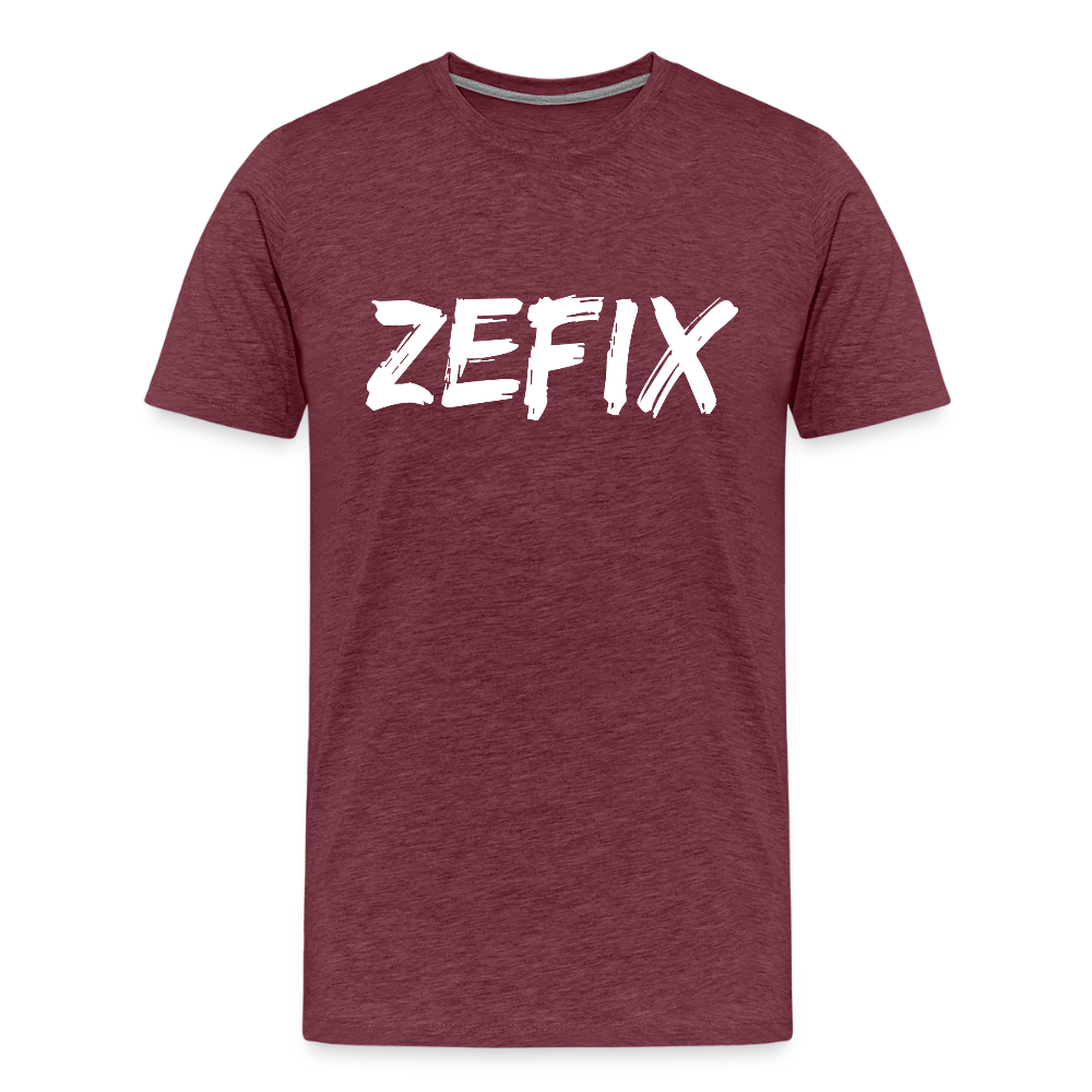 Zefix - Fluchen auf bayerisch in Bayern & Salzburg, Lustiger Spruch, Männer Premium T-Shirt - Bordeauxrot meliert