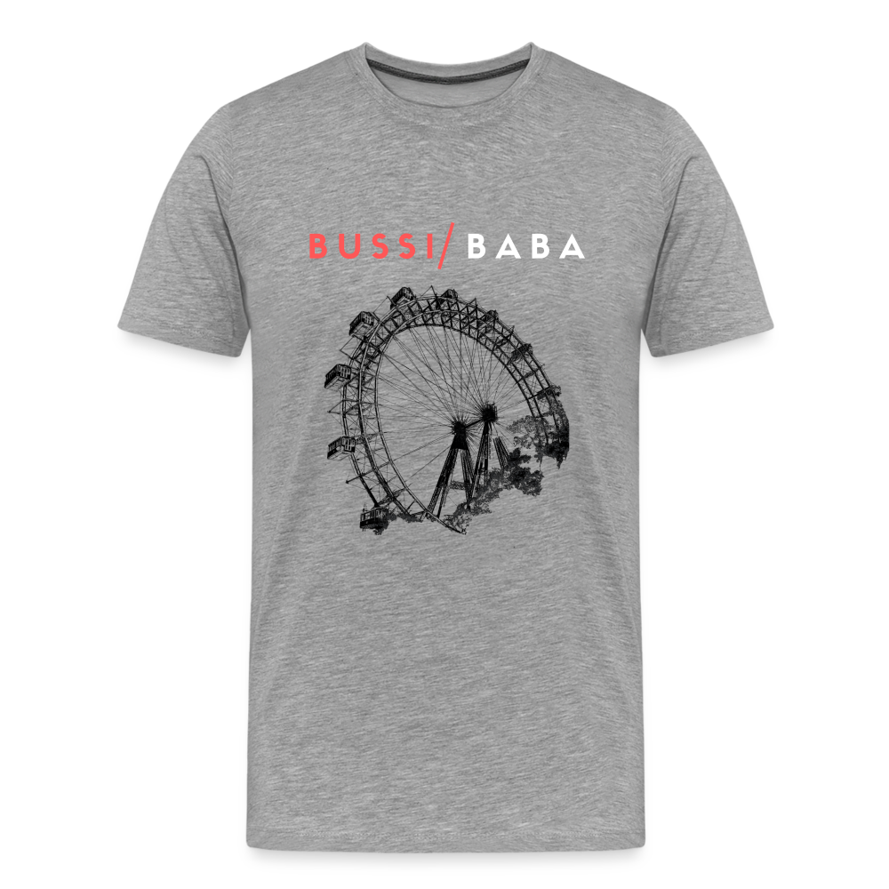 Bussi Baba korallenrot - Wiener Riesenrad in schwarz, Männer Premium T-Shirt - Grau meliert
