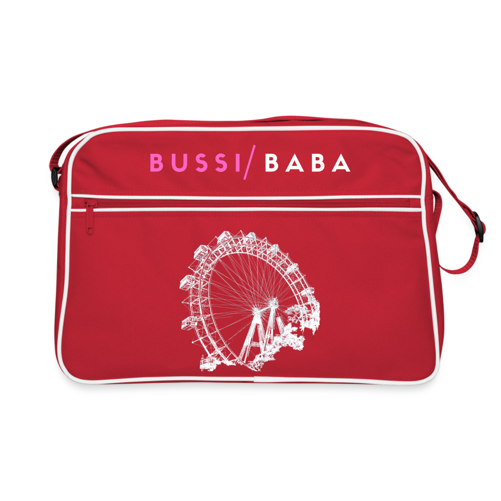 Bussi Baba pink - Wiener Riesenrad in weiß, Retro Tasche - Rot/Weiß