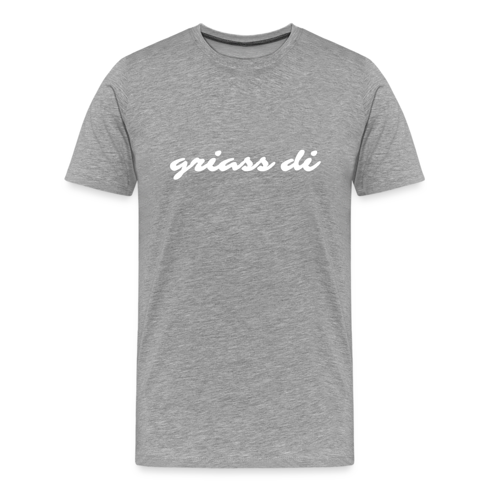 griass di - grüß dich in weiß, Männer Premium T-Shirt - Grau meliert
