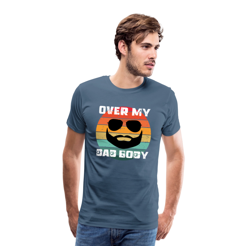 Over My Dad Body - Daddy, Lustiger Spruch zum Vatertag, Männer Premium T-Shirt - Blaugrau