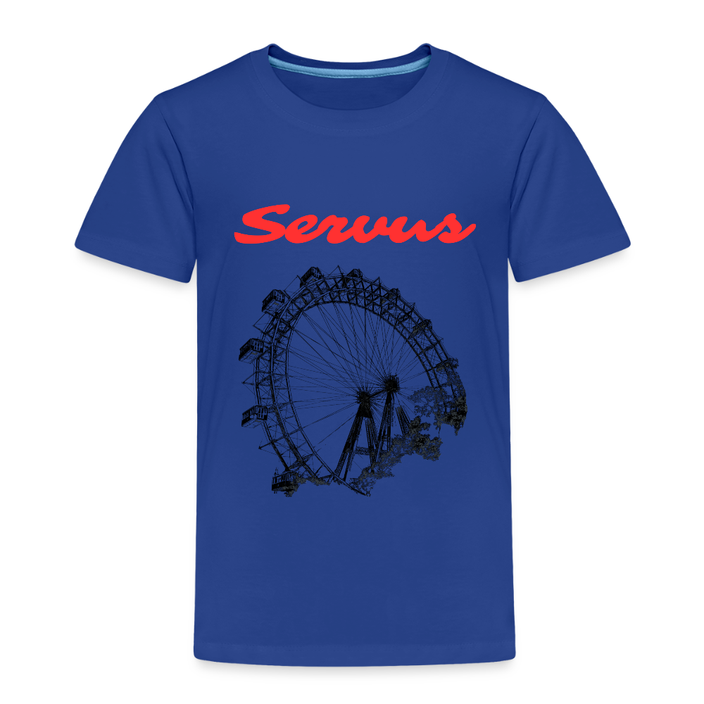Servus (dt. Hallo) in rot & Wiener Riesenrad in schwarz, Kinder Premium T-Shirt - Königsblau