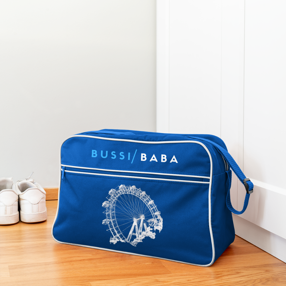 Bussi Baba hellblau - Wiener Riesenrad in weiß, Retro Tasche - Blau/Weiß