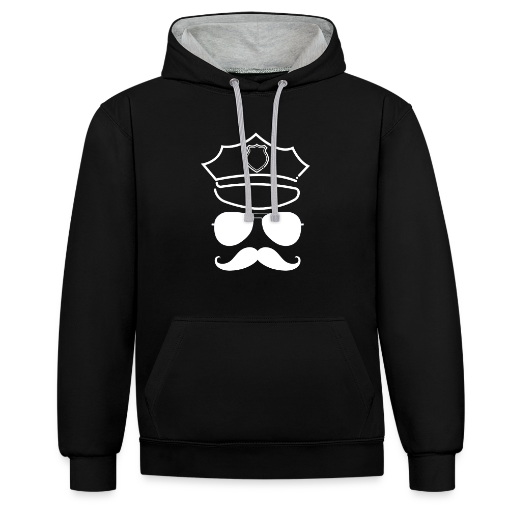 Hot Daddy, Kontrast Hoodie - Schwarz/Grau meliert