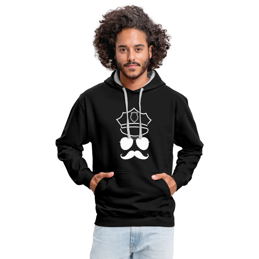 Hot Daddy, Kontrast Hoodie - Schwarz/Grau meliert