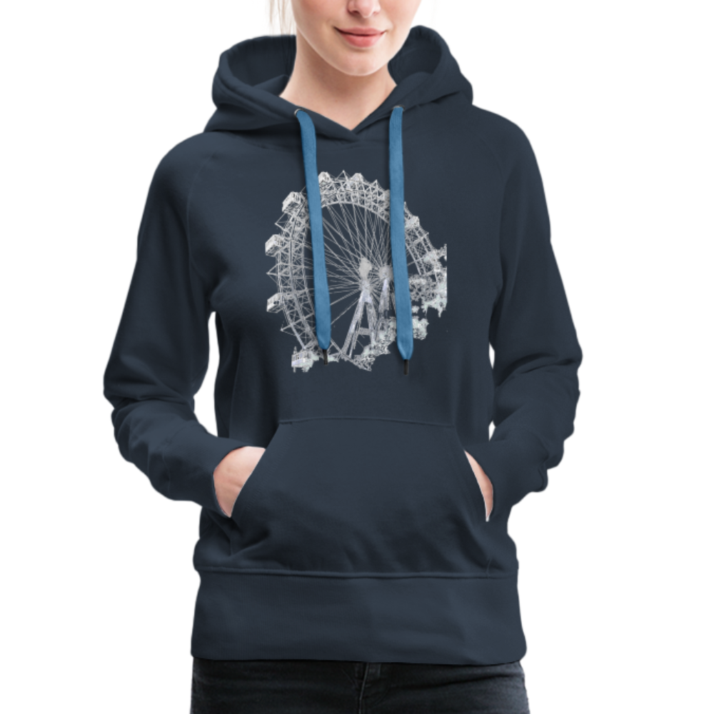 Wiener Riesenrad im Prater - Wahrzeichen von Wien in blau, Frauen Premium Hoodie - Navy